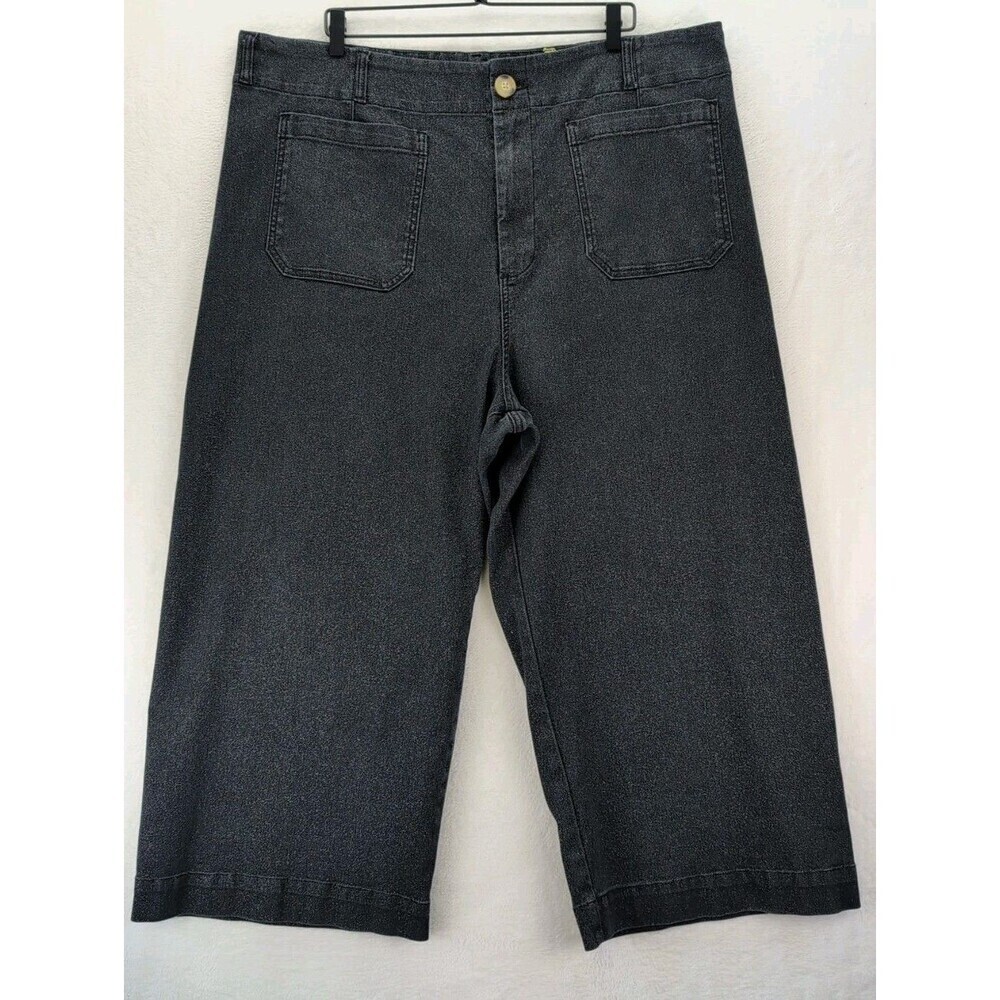 Maeve by Anthropologie The Colette Cropped Wide-Leg Pants Plus Size 24W Sparkle